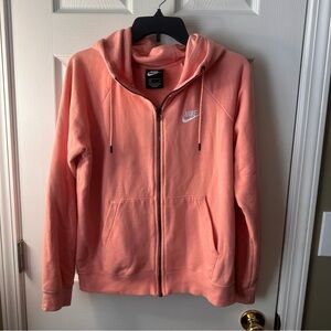 Nike Pink Full Zip Hoodie Women's S Fleece Cotton Logo Embroidered Long Sleeve